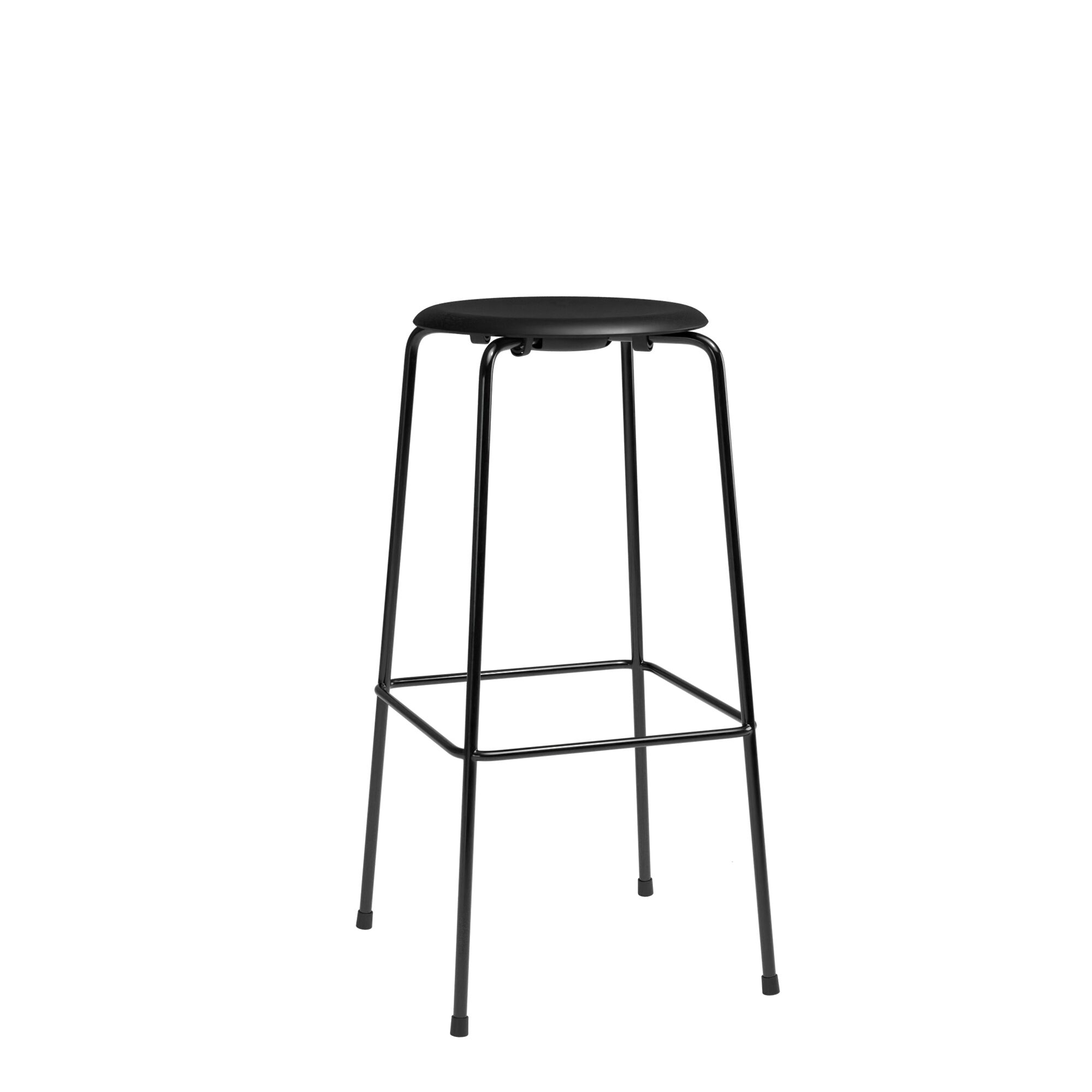 High Dot Barstol H76 4-legs Sort/Sort Læder