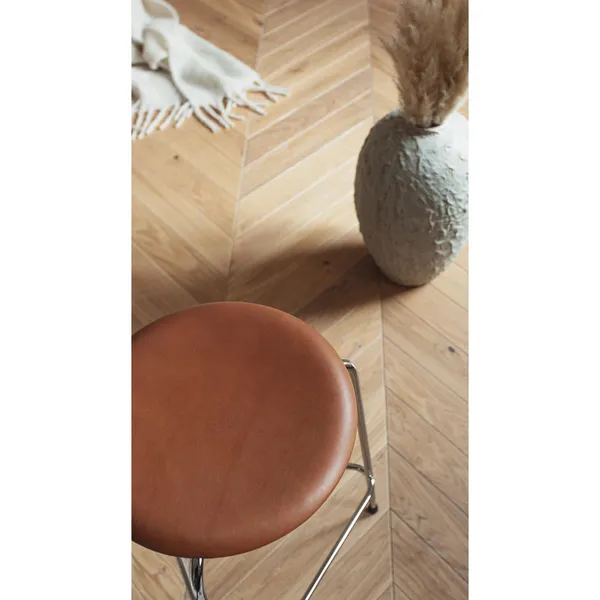 High Dot Bar Stool H76 4-leg Chrome/ Leather