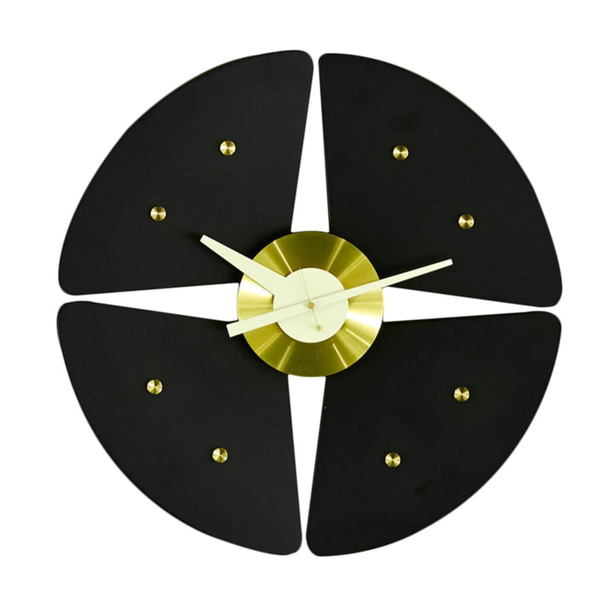 Petal Clock-klokke Sort/ Messing