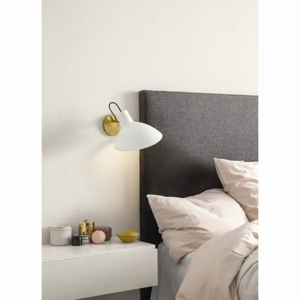 VV Cinquanta Wall Light Brass/White w/switch