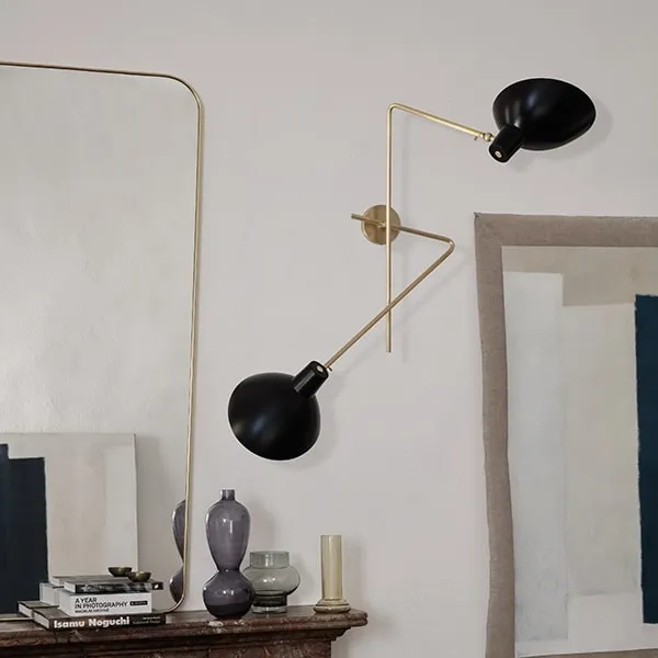 VV Cinquanta Applique Doppia Ottone/Nero