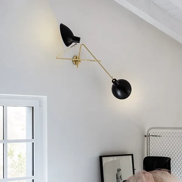 VV Cinquanta Applique Doppia Ottone/Nero