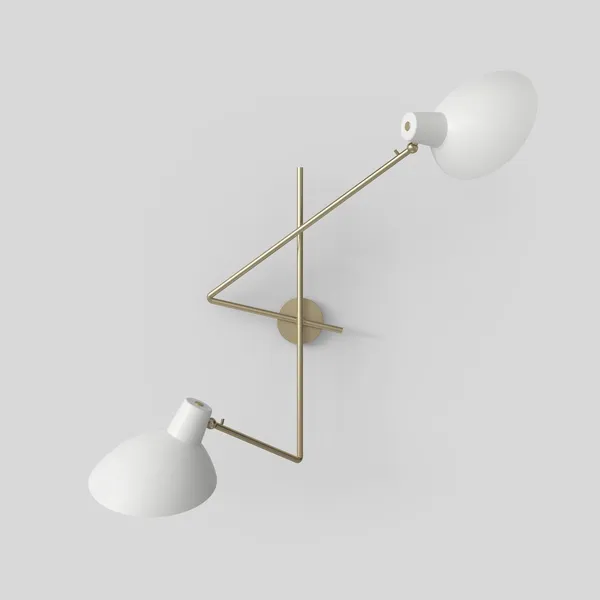 VV Cinquanta Wandlamp Twin Messing/ Wit