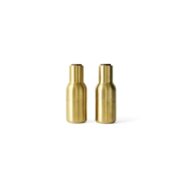Bottle Grinder Set of 2 Brushed Brass/ Walnut