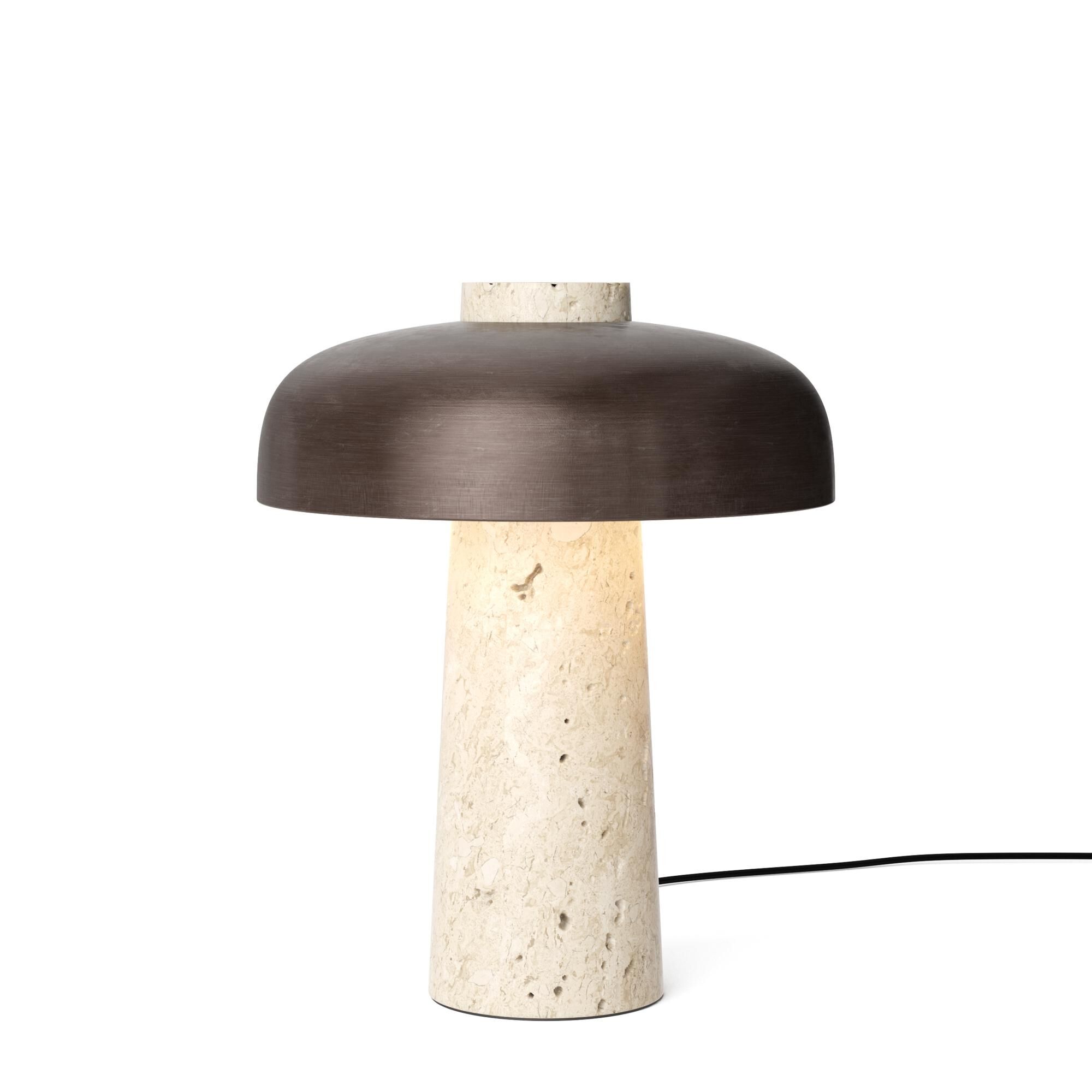 Reverse Bordslampa Travertin & Brunetterad M&auml;ssing