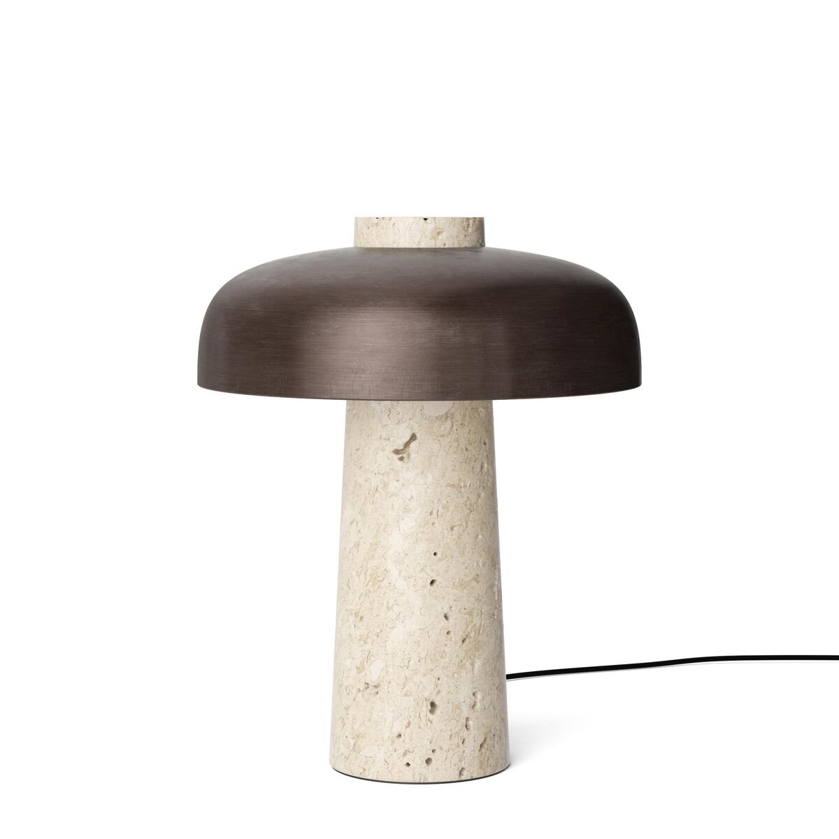 Reverse Table Lamp Travertine & Bronzed Brass