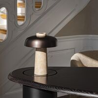 Reverse Table Lamp Travertine & Bronzed Brass