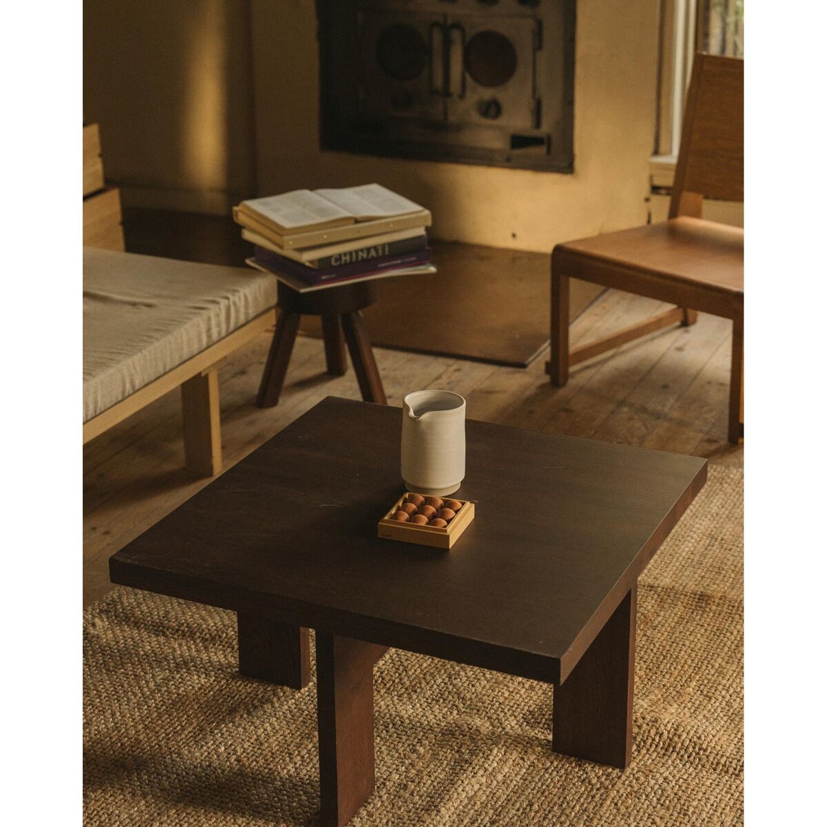 Farmhouse Square Coffee Table Dark Oak