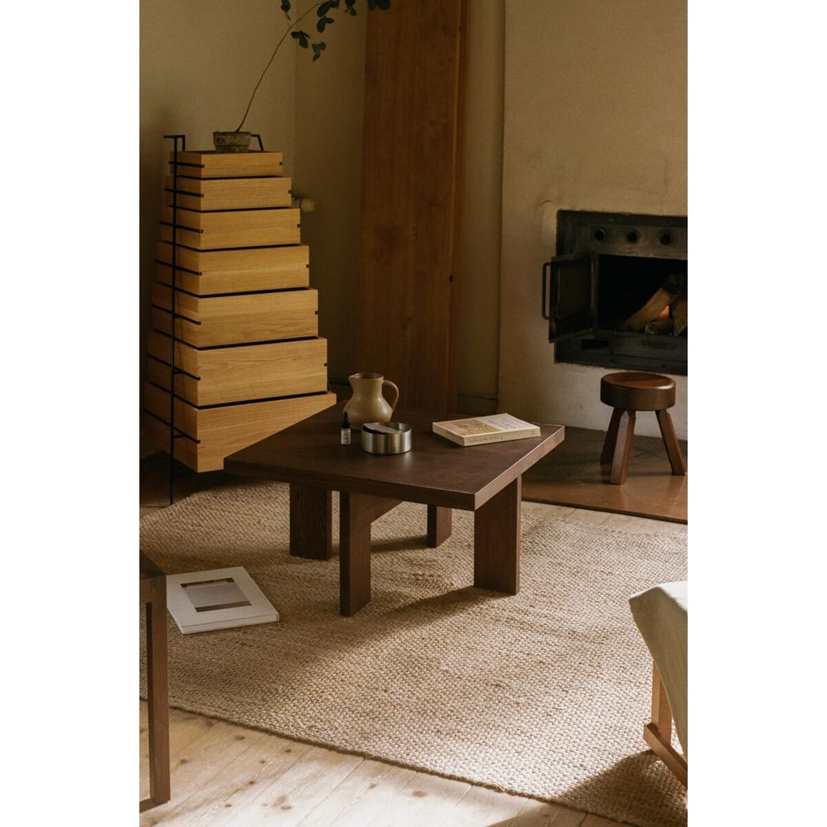 Farmhouse Square Coffee Table Dark Oak