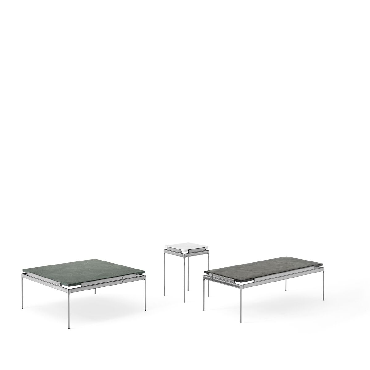 Set LN12 Couchtisch Rauchglas/Dunkles Chrom