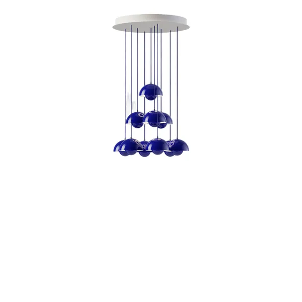 Flowerpot VP10 Chandelier 10 Pcs Ø53 Cobalt Blue