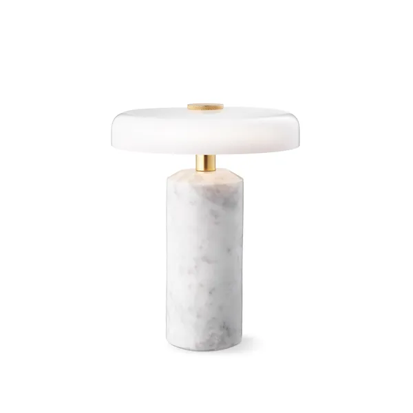 Trip Tragbare Lampe Carrara-Marmor/Glänzender Opal