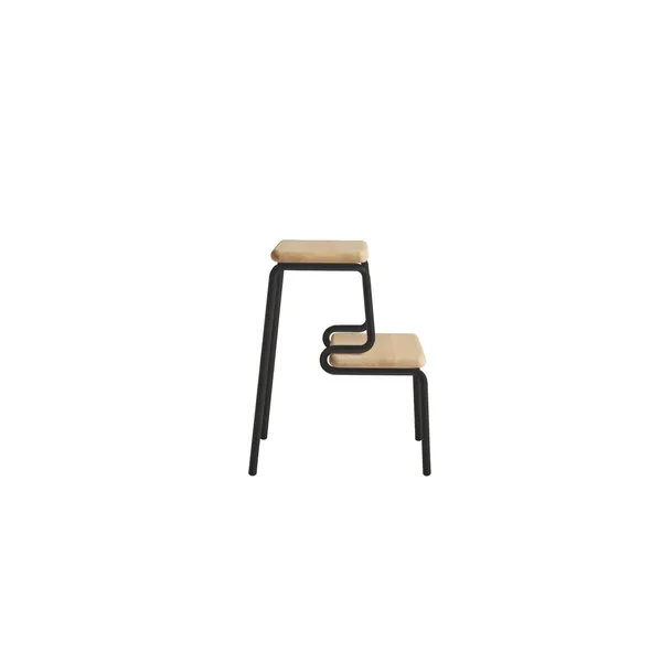 Slalom Step Stool White Pigmented Lacquered Oak/ Black