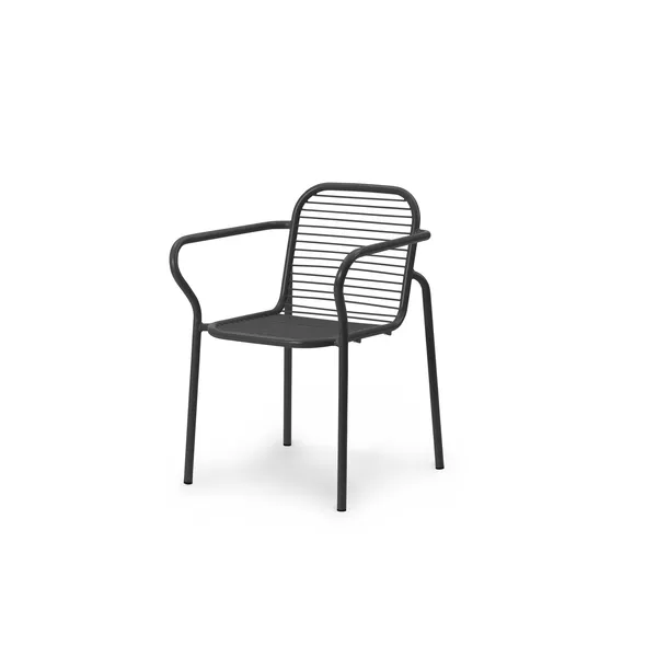 Vig Outdoor Chair with Armrests Black