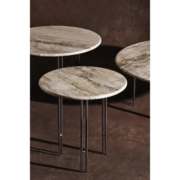 IOI Coffee Table Ø70 Chrome/ Beige