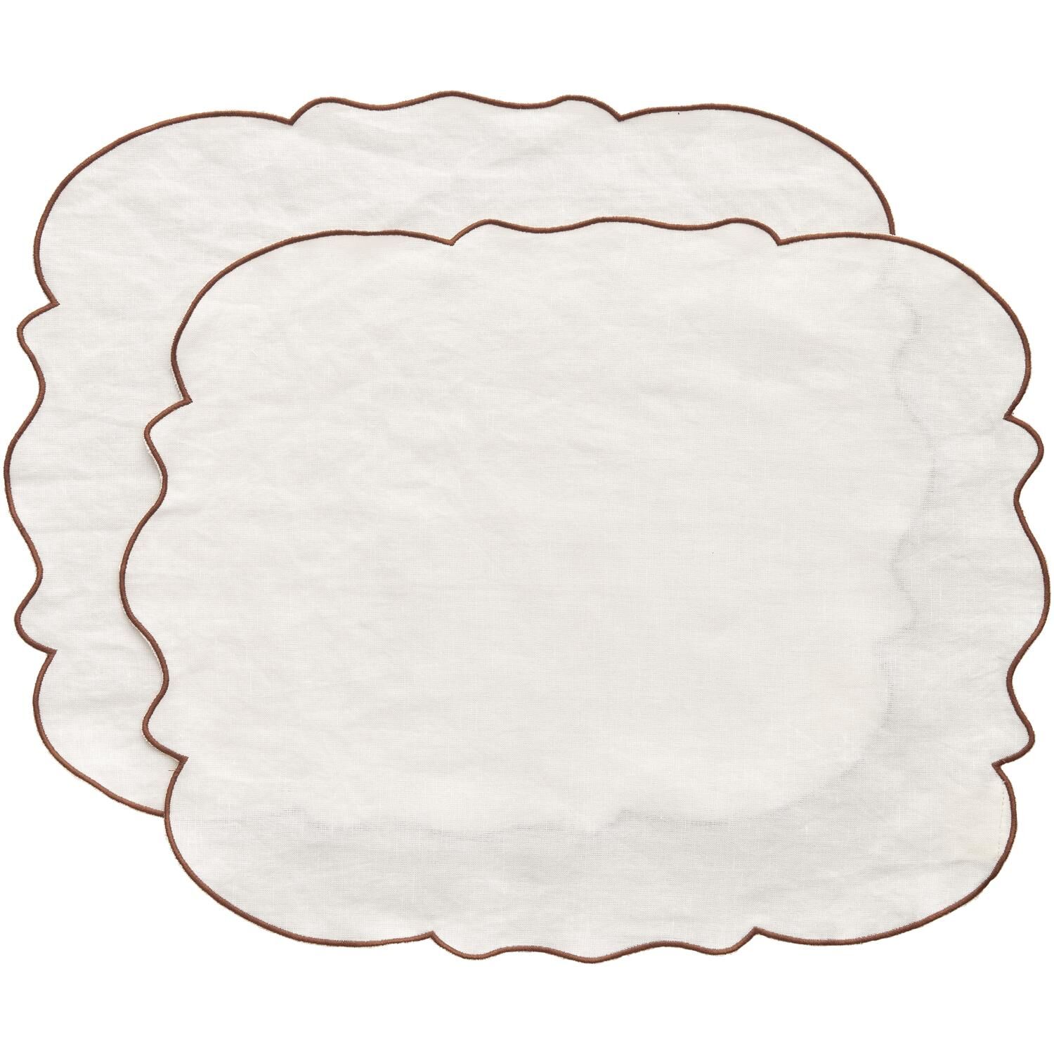 Gia Set de Table 35x45 Lot de 2 Marron/Blanc