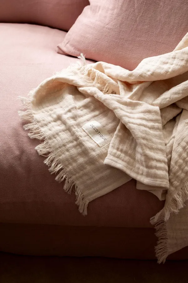 Crinkle Bedspread 130x170 Natural