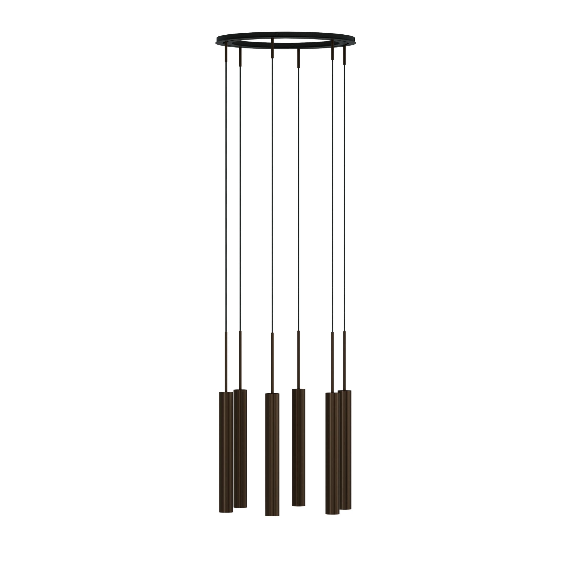 Tubular Chandelier 6 Aluminium/ Anodiserad Brons