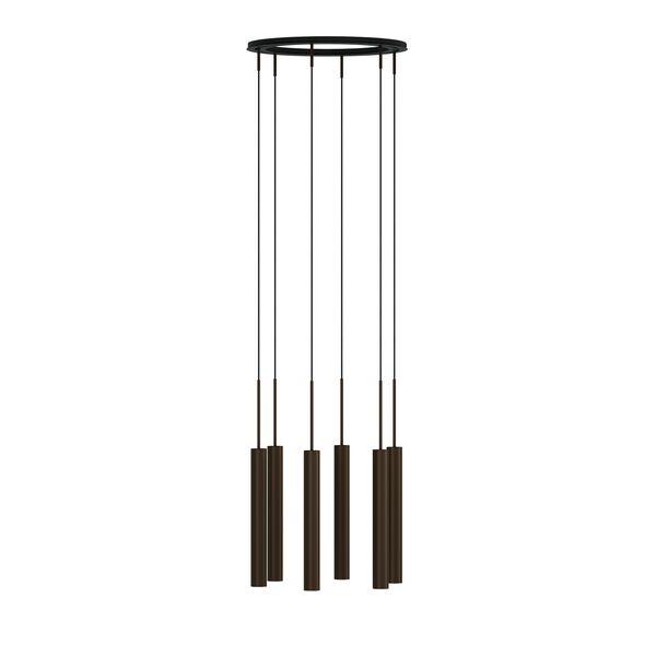 Lampadario Tubolare 6 Alluminio/ Bronzo Anodizzato