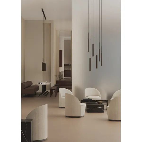 Tubular Chandelier 6 Aluminum/ Anodized Bronze