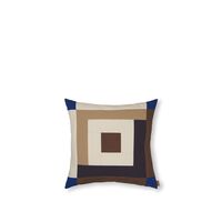 Border Patchwork Kissen Johannisbrotbraun/Hellblau