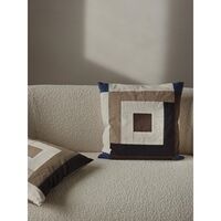 Border Patchwork Kissen Johannisbrotbraun/Hellblau