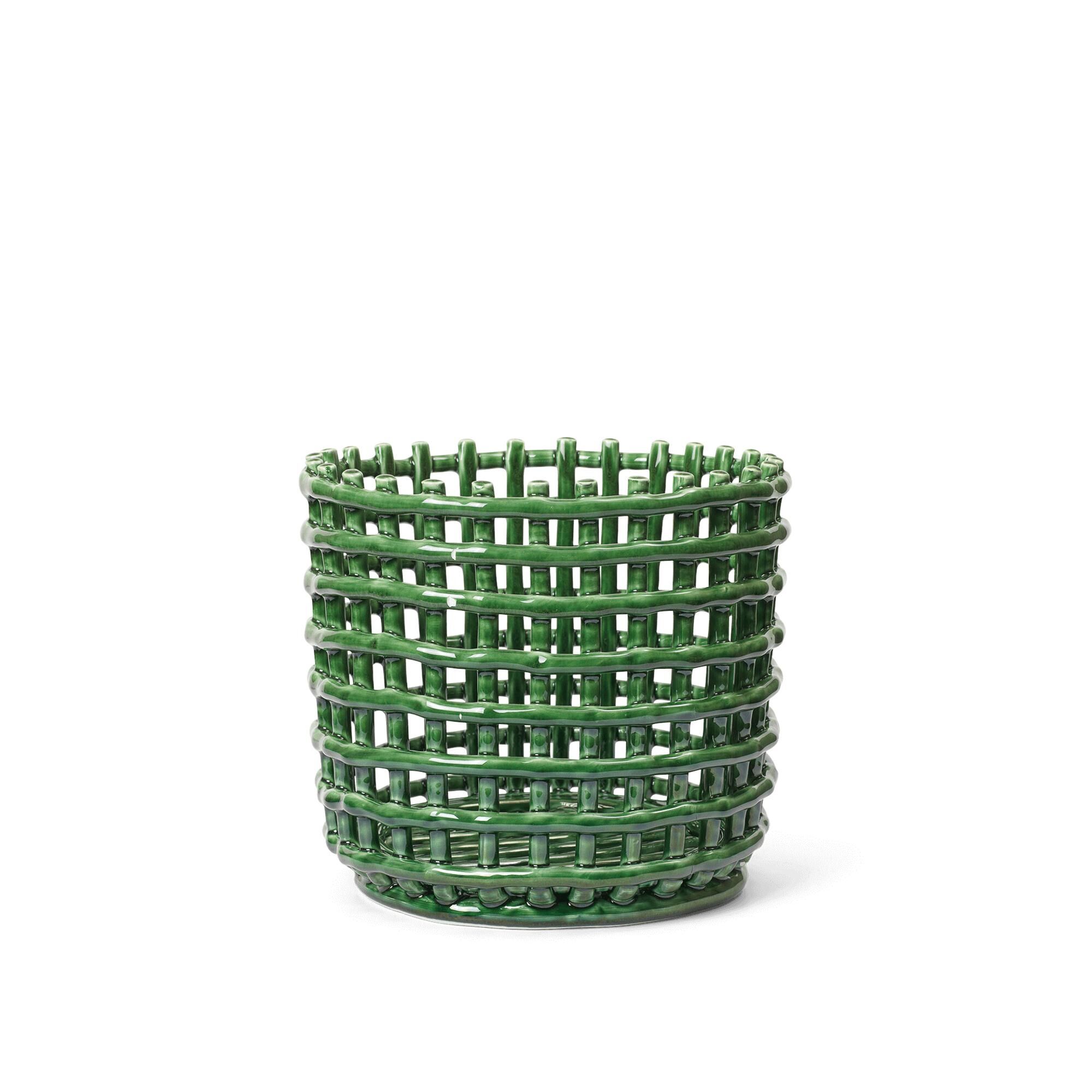 Panier en Céramique Grand Vert Émeraude