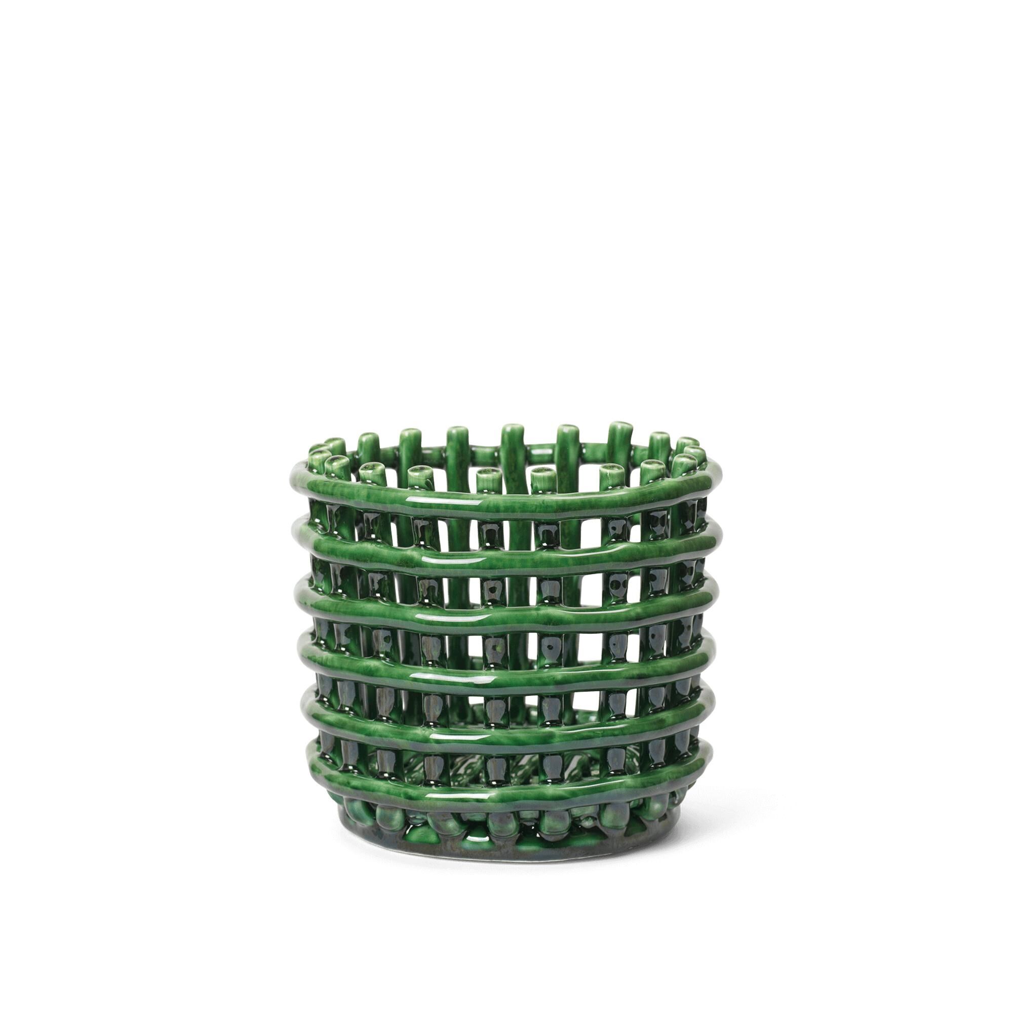 Panier en Céramique Petit Vert Émeraude
