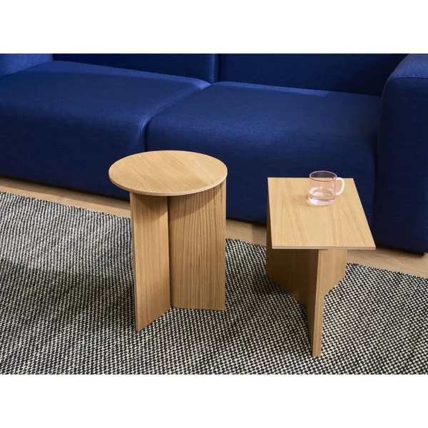 Slit Wood Coffee Table Oblong Lacquered Oak
