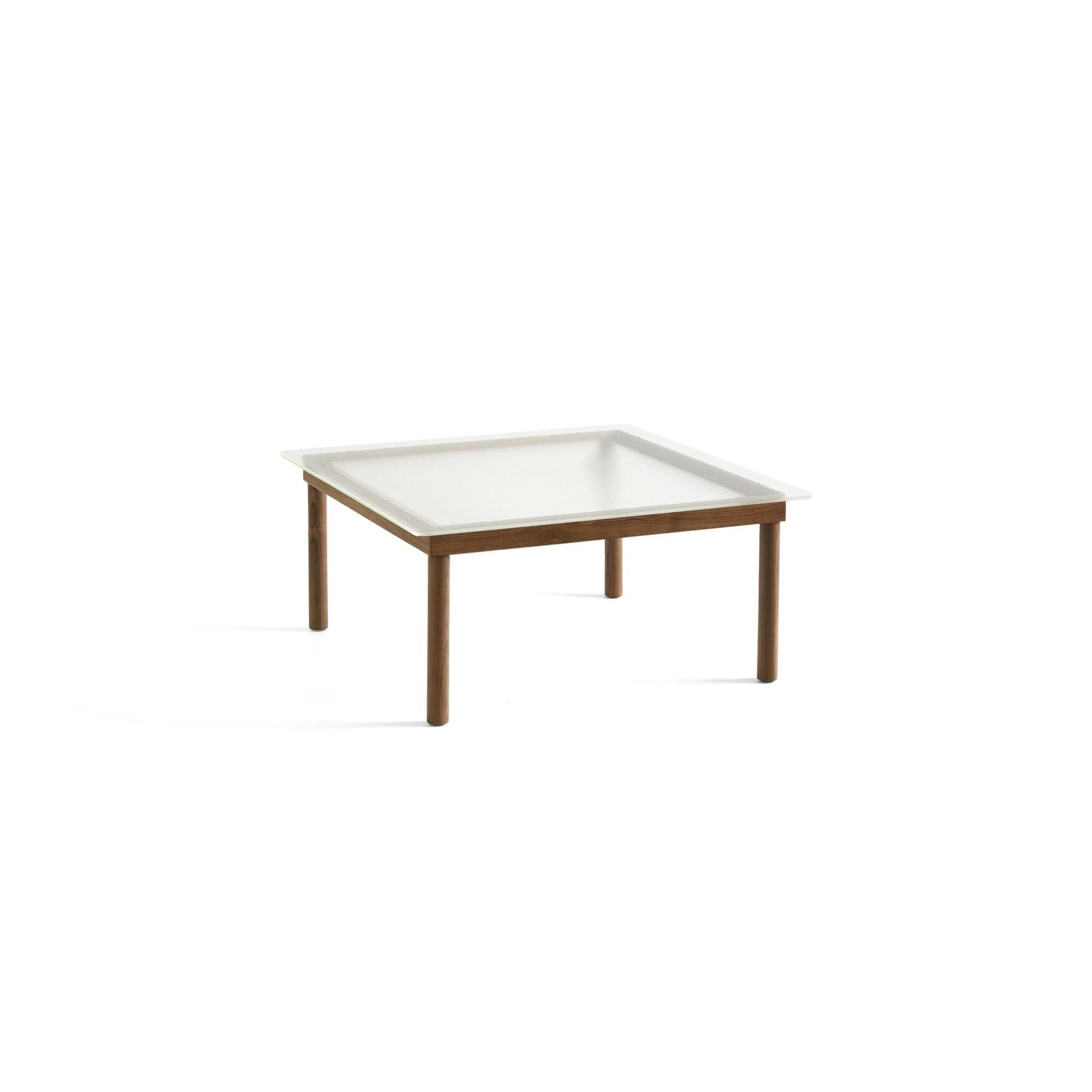 Table Basse Kofi 80x80 Cm, Noyer/ Verre Rainuré Transparent