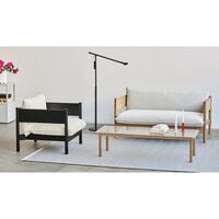 Mesa de Centro Kofi 140x50 Nuez/ Cristal Transparente