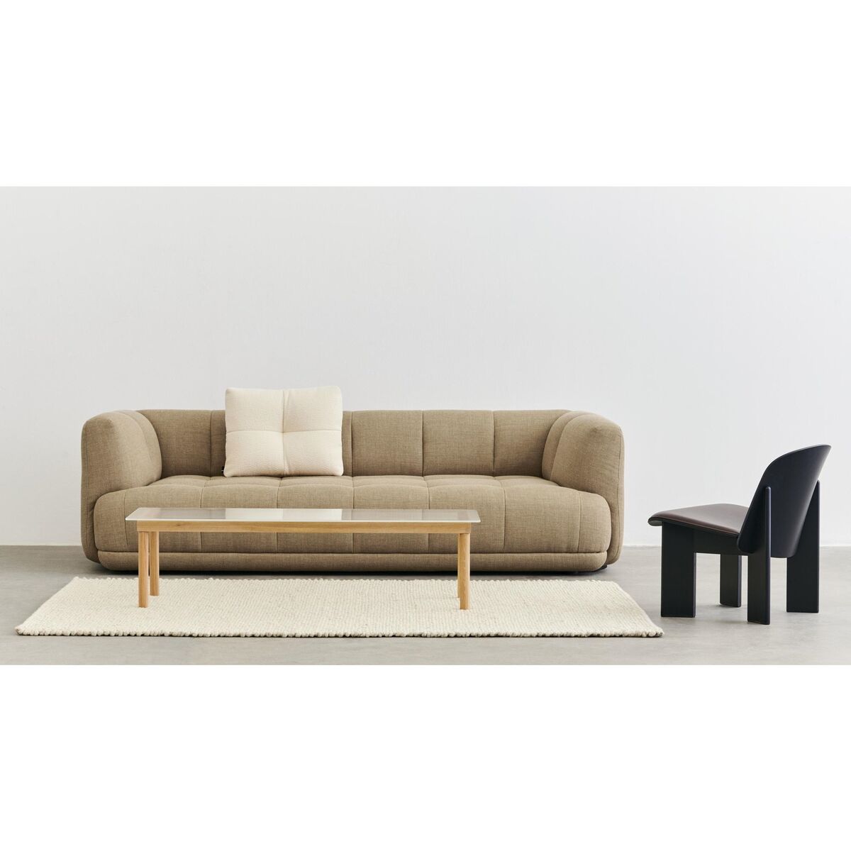 Mesa de Centro Kofi 140x50 Nuez/ Cristal Transparente