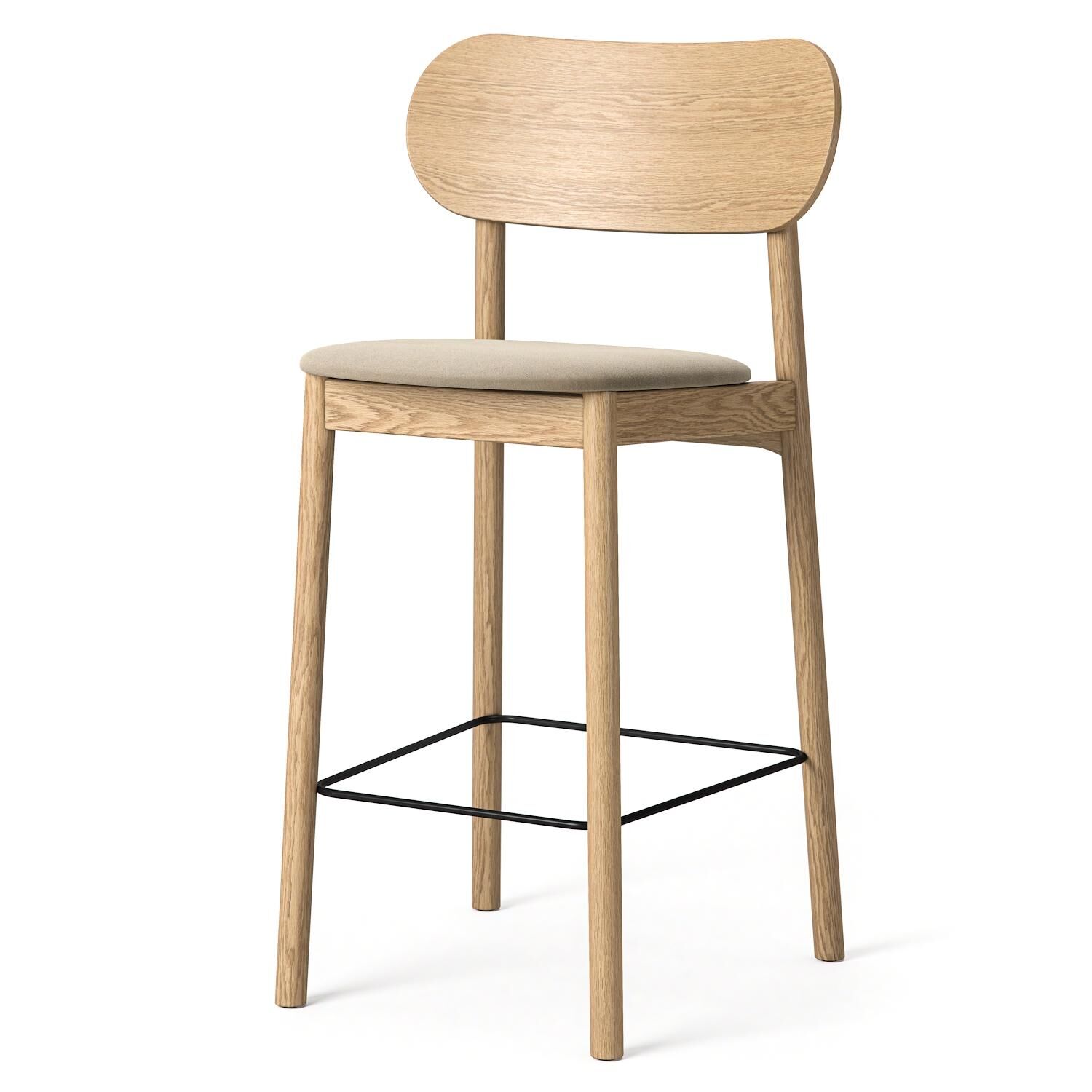 Elephant Tabouret de Bar Chêne naturel/Velours Beige