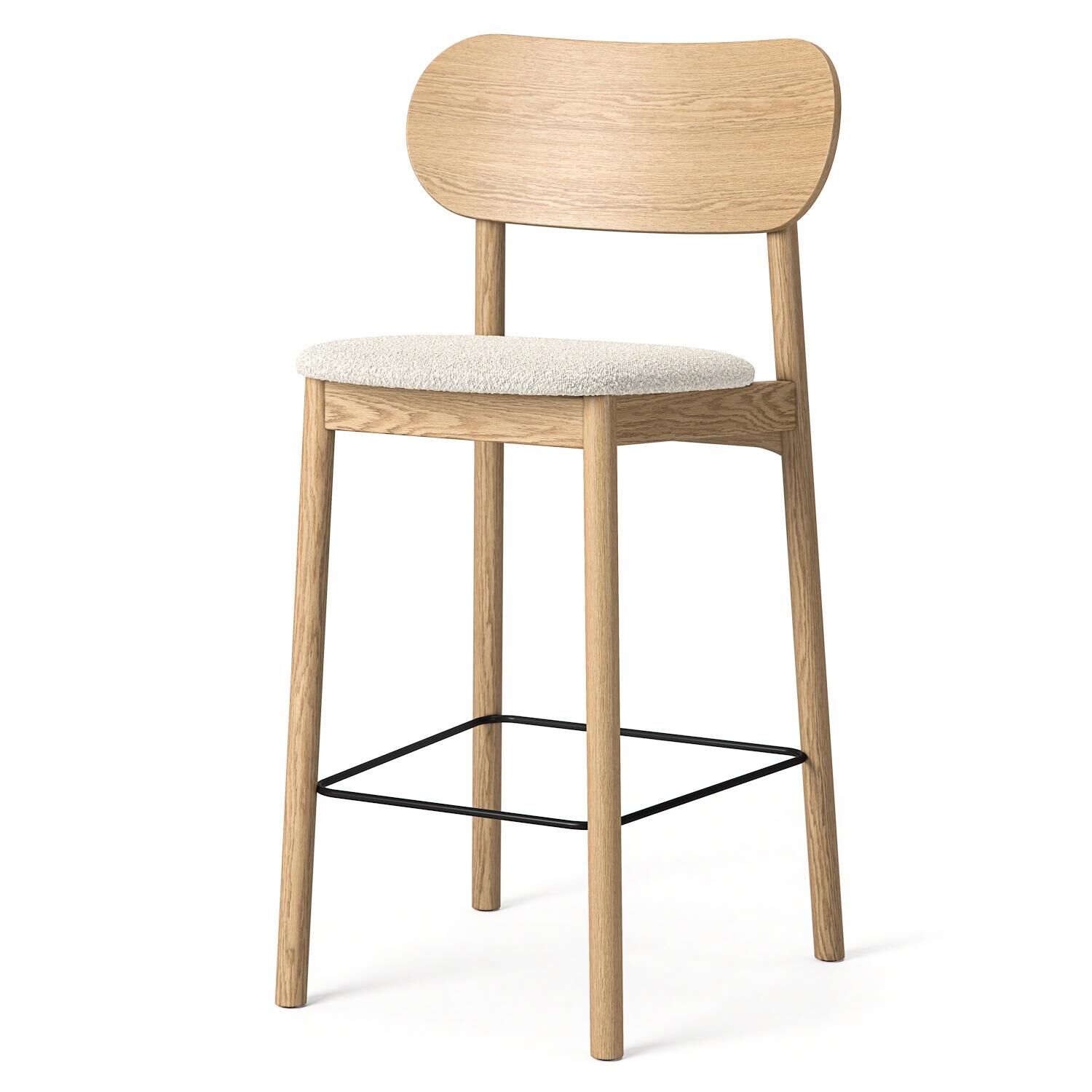 Elephant Tabouret de Bar Chêne naturel/Bouclé Blanc