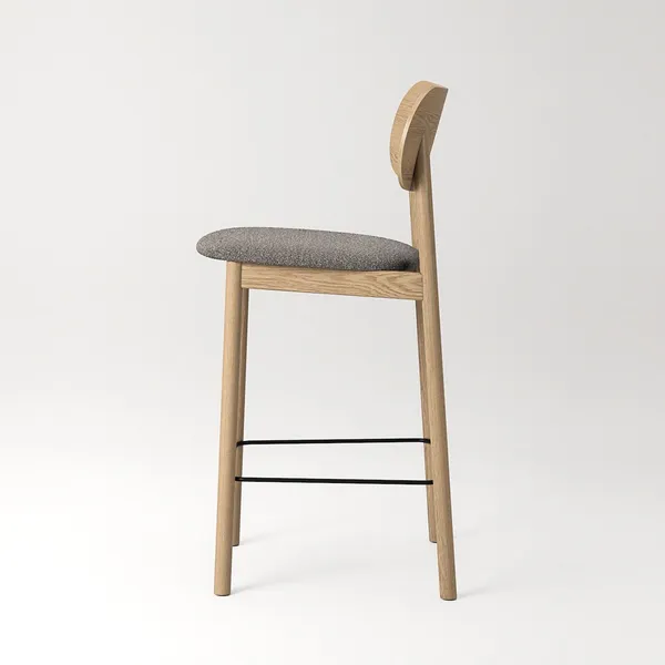 Elephant Bar Stool Natural Oak/Brown Bouclé