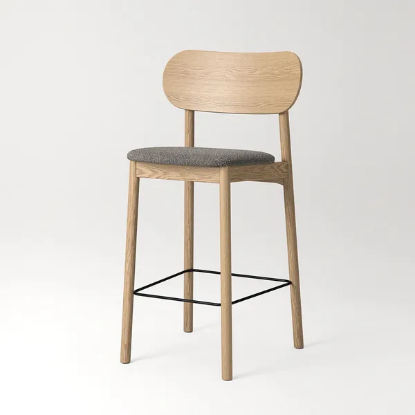 Elephant Bar Stool Natural Oak/Brown Bouclé