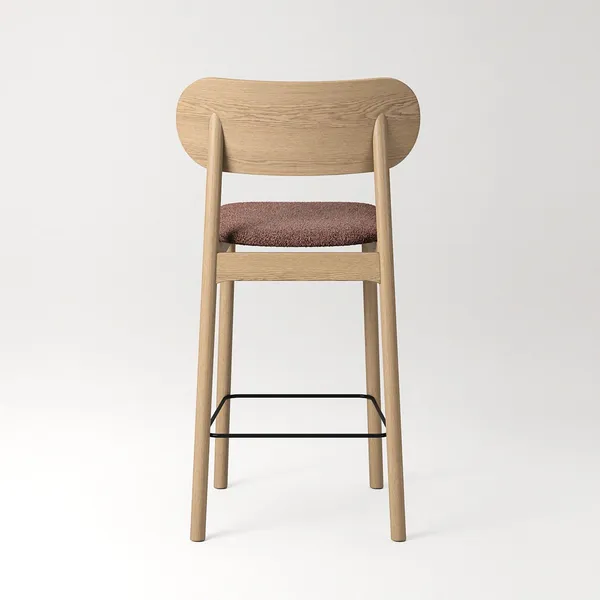 Elephant Bar Stool Natural Oak/Rust Bouclé