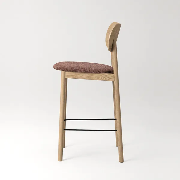 Elephant Bar Stool Natural Oak/Rust Bouclé