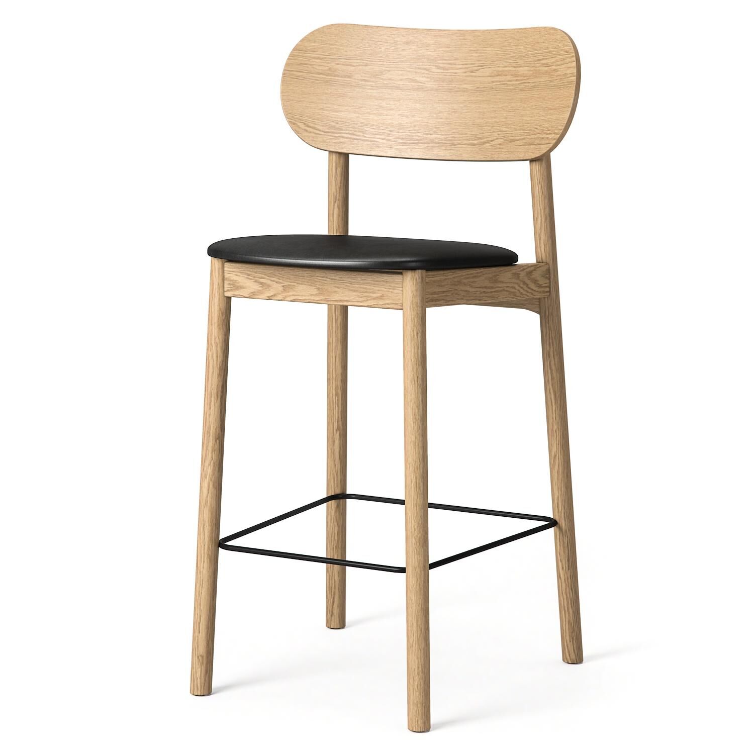 Elephant Tabouret de Bar Chêne naturel/Cuir Noir