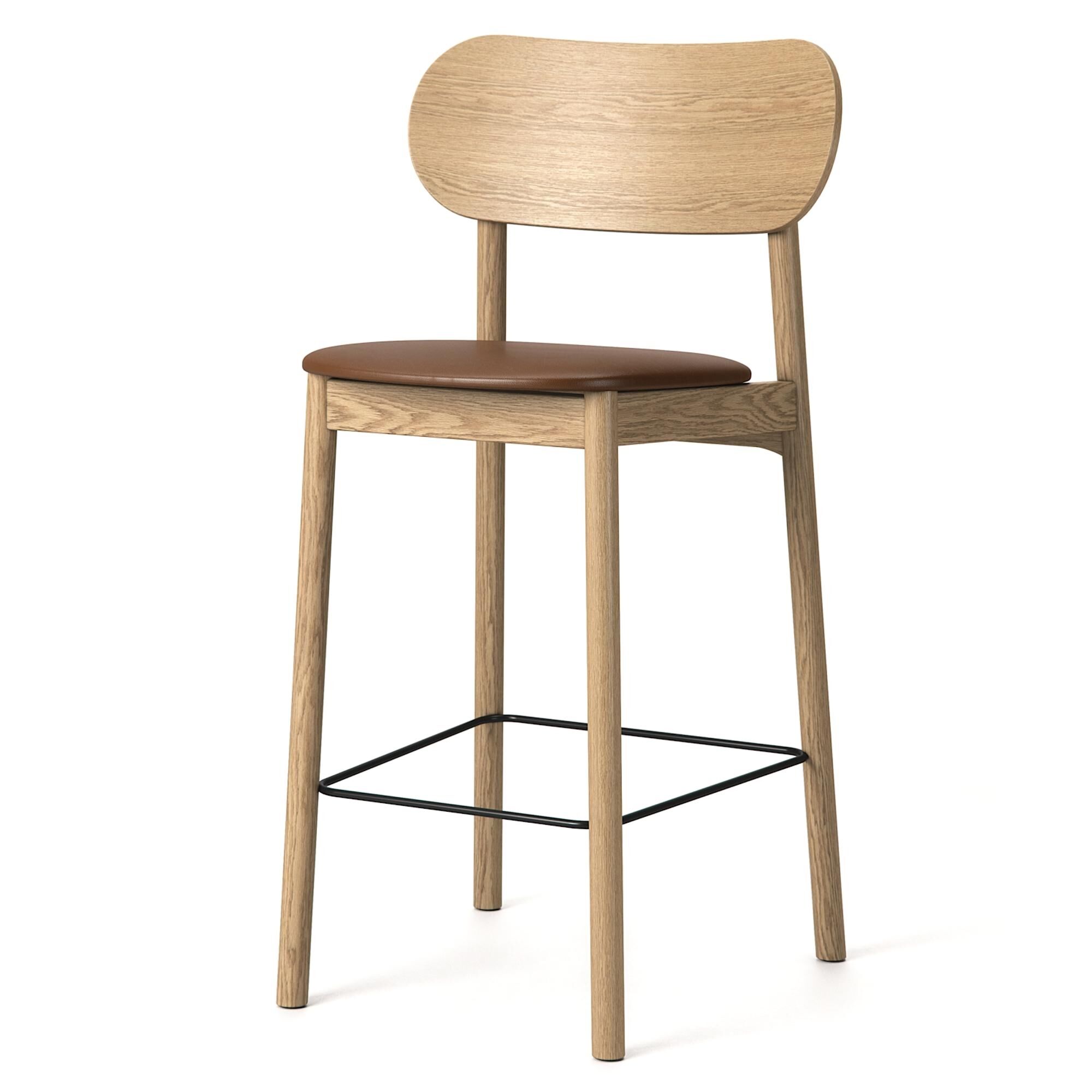 Elephant Tabouret de Bar Chêne naturel/Cuir Brun
