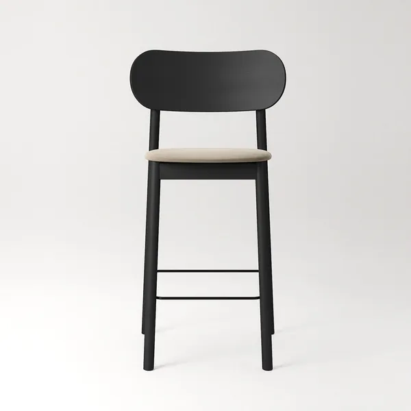 Elephant Barstol Sort/Beige Fløjl