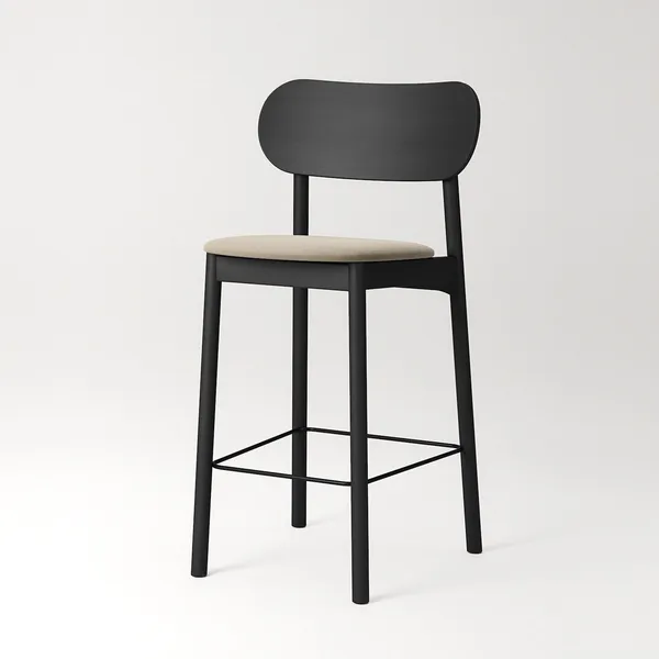 Elephant Barstol Sort/Beige Fløjl