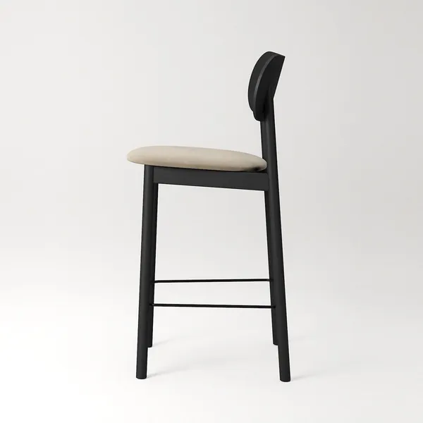 Elephant Barstol Sort/Beige Fløjl