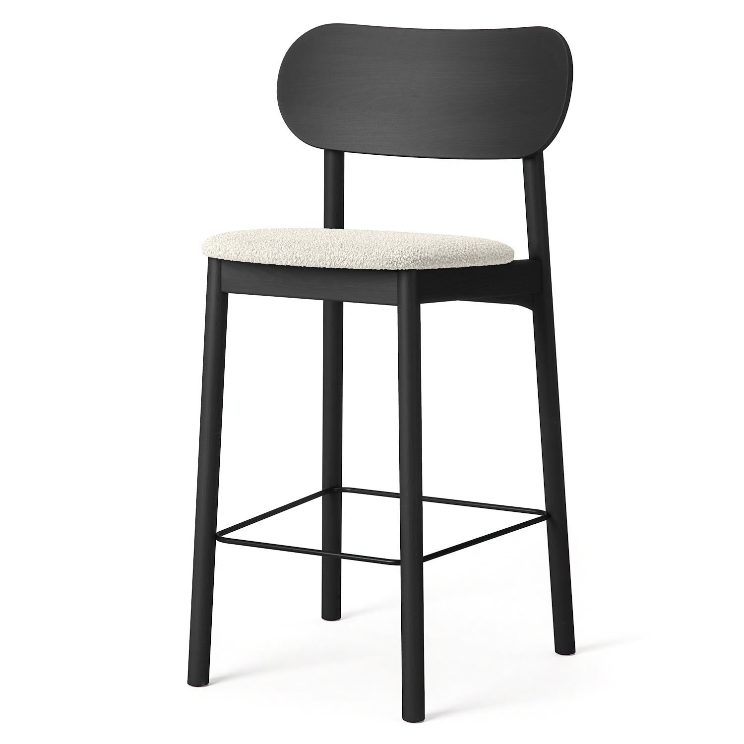 Elephant Tabouret de Bar Noir/ Blanc Bouclé