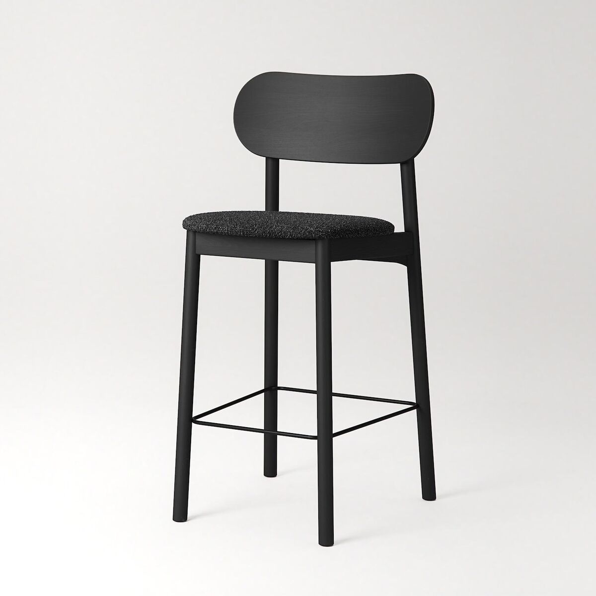 Elephant Barstool Black/ Anthracite Gray Bouclé