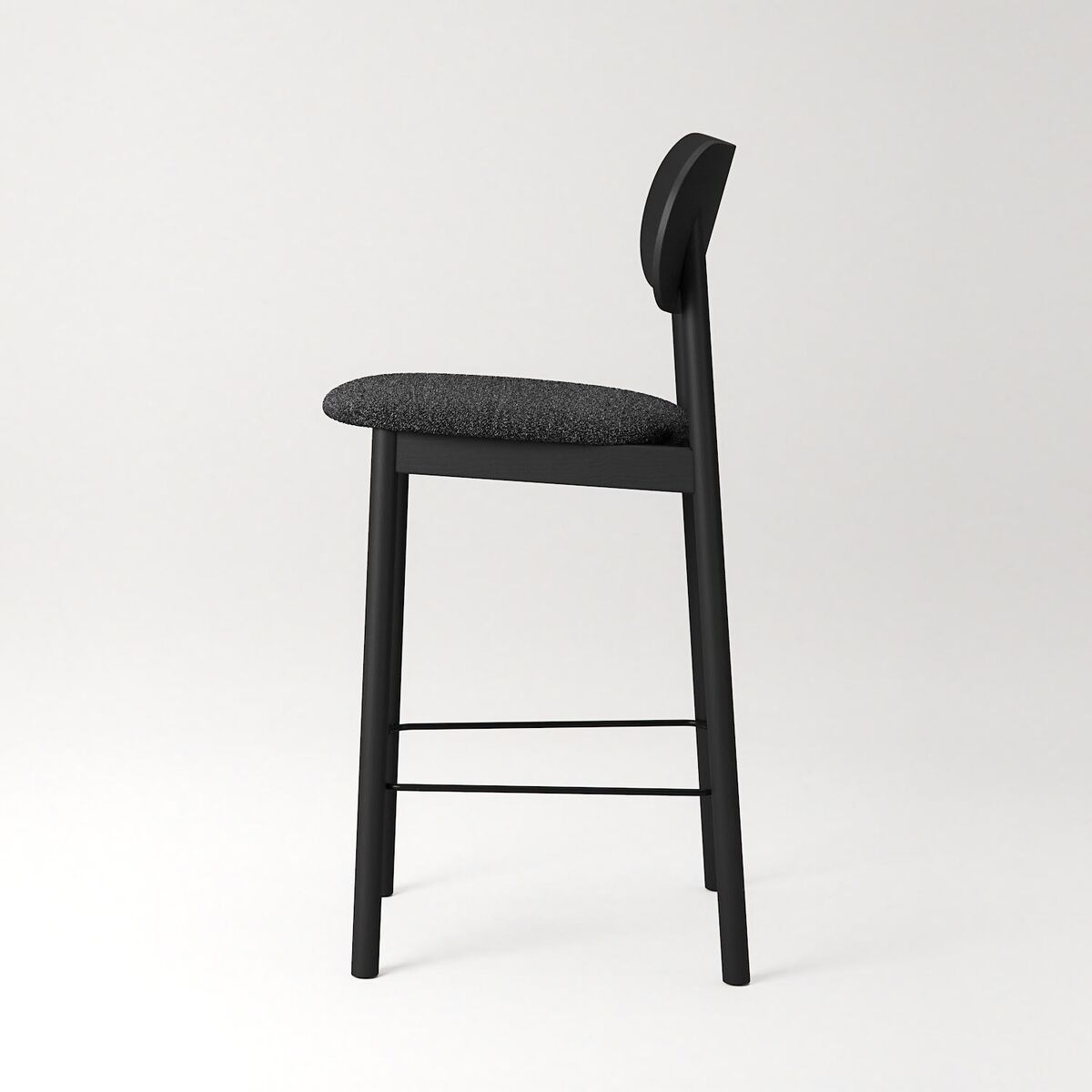 Elephant Barstool Black/ Anthracite Gray Bouclé