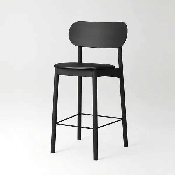 Elephant Bar Stool Black/ Black Leather