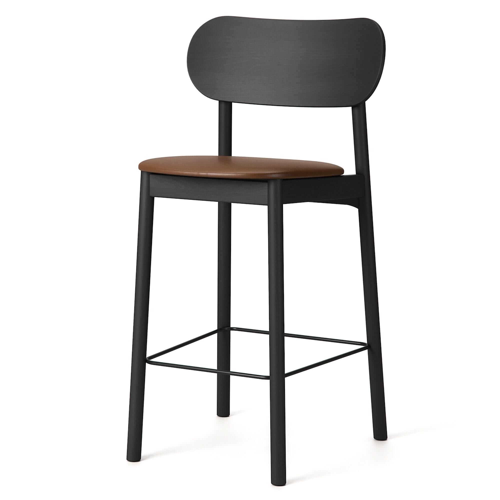 Tabouret de Bar Elephant en Cuir Noir/marron