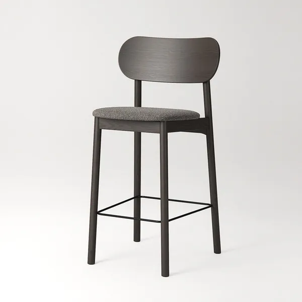 Elephant Bar Stool Dark Oak/Brown Bouclé