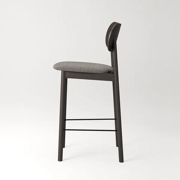 Elephant Bar Stool Dark Oak/Brown Bouclé